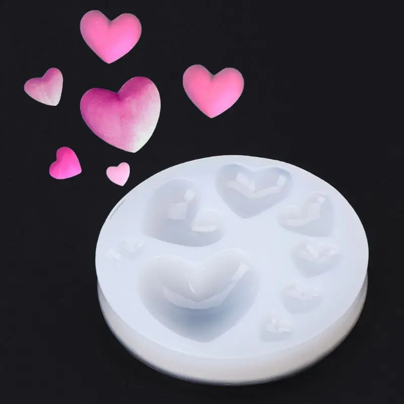 

Silicone Silicone Mold 8pcs Heart Shaped Molds DIY Jewelry Making Tools Mirror Pendant Necklace Charms Handmade Crafts UV Epoxy