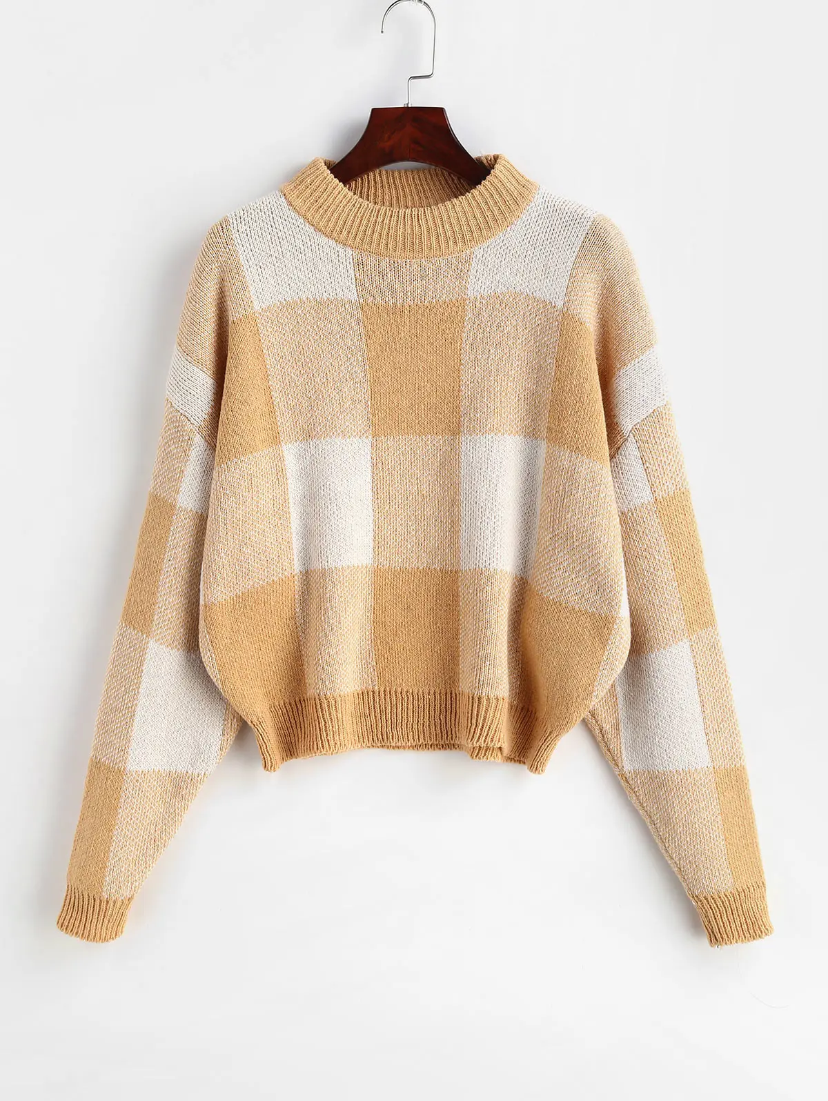 ZAFUL New Diamond Plaid Sweater Women Color Matching Harajuku Clothing Stretch Knit Pullover Casual Style Female Tops Autumn | Женская