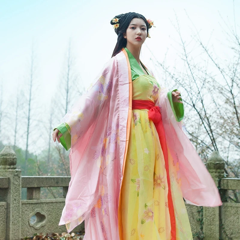 

Traditional Chinese Costume Ancient Tang suit women hanfu Drama Costume color Butterfly Dance Fairy skirt Drama stage female
