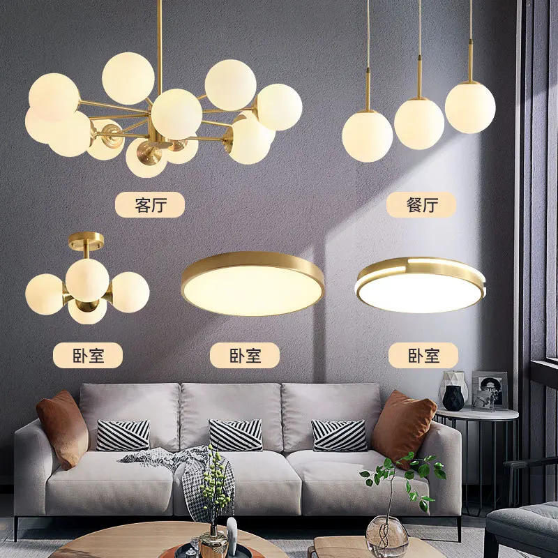 Goede Nordic Stijl Lampen En Lantaarns Eenvoudige Post-Moderne Slaapkamer Woonkamer Eetkamer Kroonluchter Combinatie Moleculaire Lamp