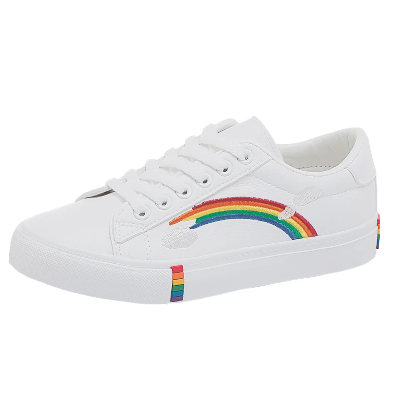 Женская кожаная обувь радужной расцветки коллекция 2019 года сезон осень модная на