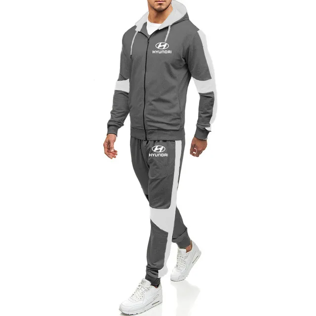 

Hoodies Men for Hyundai Motor Car Logo Casual Fashion Harajuku Hooded Fleece Warm zipper Jacket Sweatshirt Sweatpants Suit 2pcs