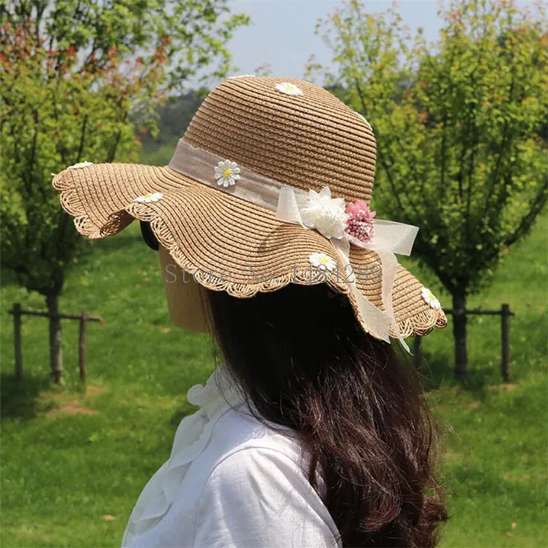 Новая мода женские шапки головной убор приморский пляж зонтик соломенная шляпа