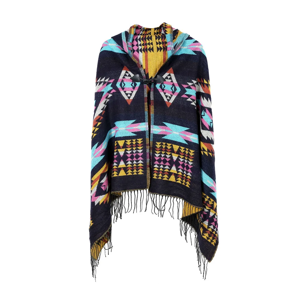 Женский Зимний вязаный кардиган пончо накидка шаль пальто Повседневный модный