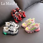 Светящиеся кроссовки для маленьких мальчиков, Нескользящие, со светодиодной подсветкой, дышащие, повседневная обувь для девочек, размеры 21-30