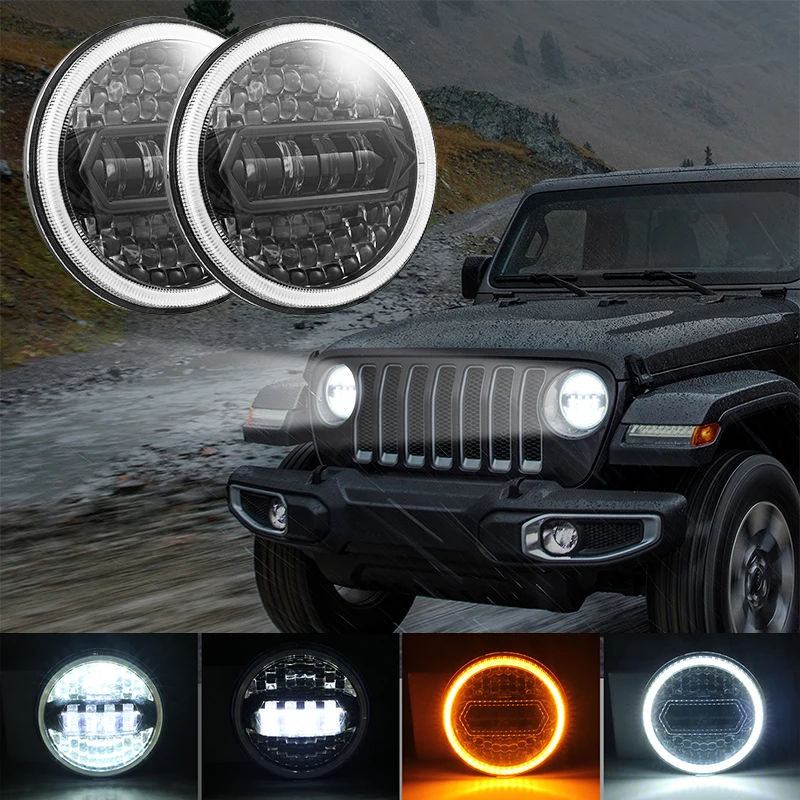 7 Inch Car LED Light Assembly Headlight DRL Hi/Lo Beam 4x4 Off Road For Jeep Wrangler JK TJ LJ CJ Lada Niva Land Rover Defender