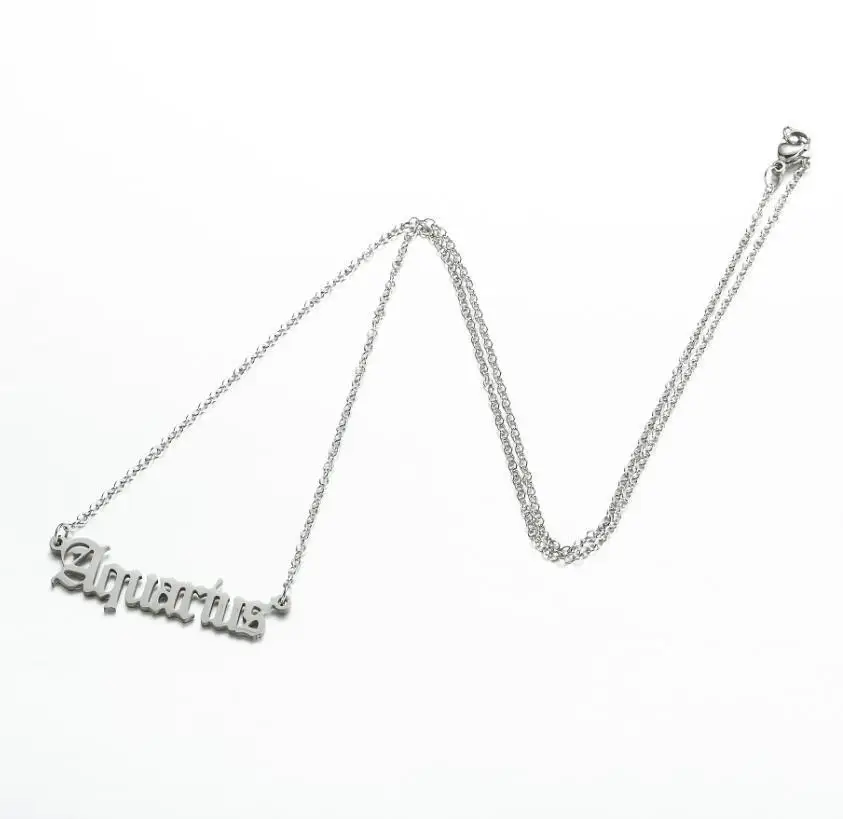 

New stainless steel retro Necklace 12 constellations ancient English letter clavicle necklace wholesale necklaces for women