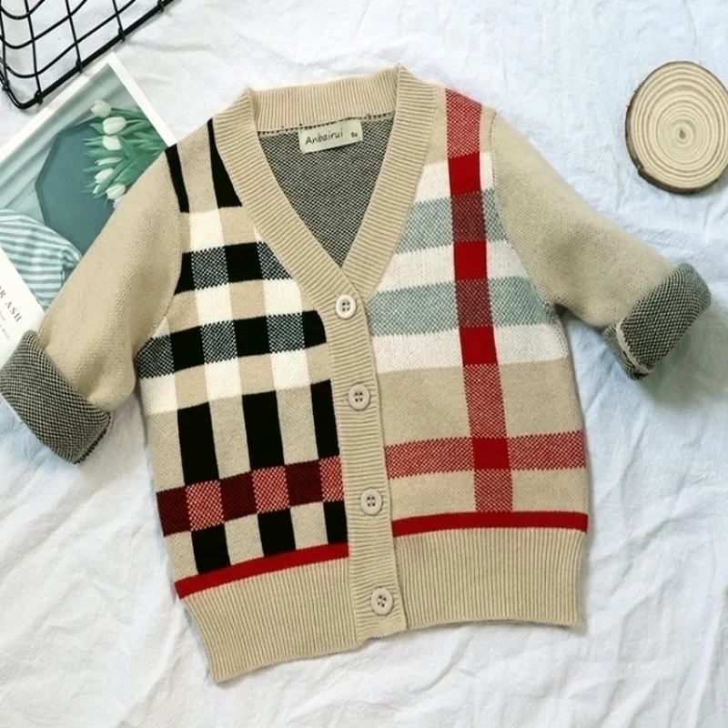 Свитер для маленьких мальчиков кардиган Осенний детский хлопковый пуловер