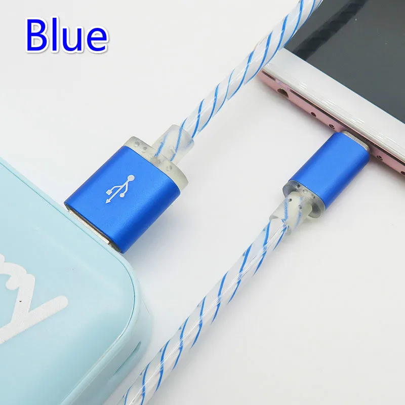 Светодиодный светящийся поток данных USB зарядное устройство Тип C/Micro USB/8 контактный кабель для зарядки для iPhone X 6 samsung S7 s9 S6 xiaomi зарядный провод шнур