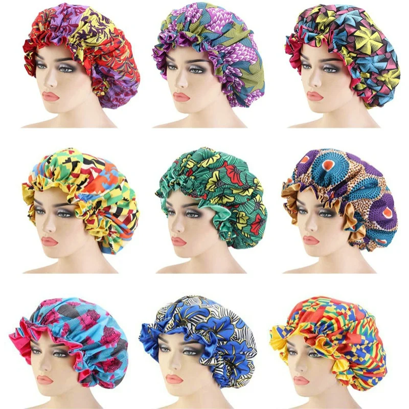 

Women Durag Night Sleep Hats Satin Ankara Bonnet Fashion Silky Bonnets Cap Headwrap Hat Caps Hair Wrap Cover Accessories