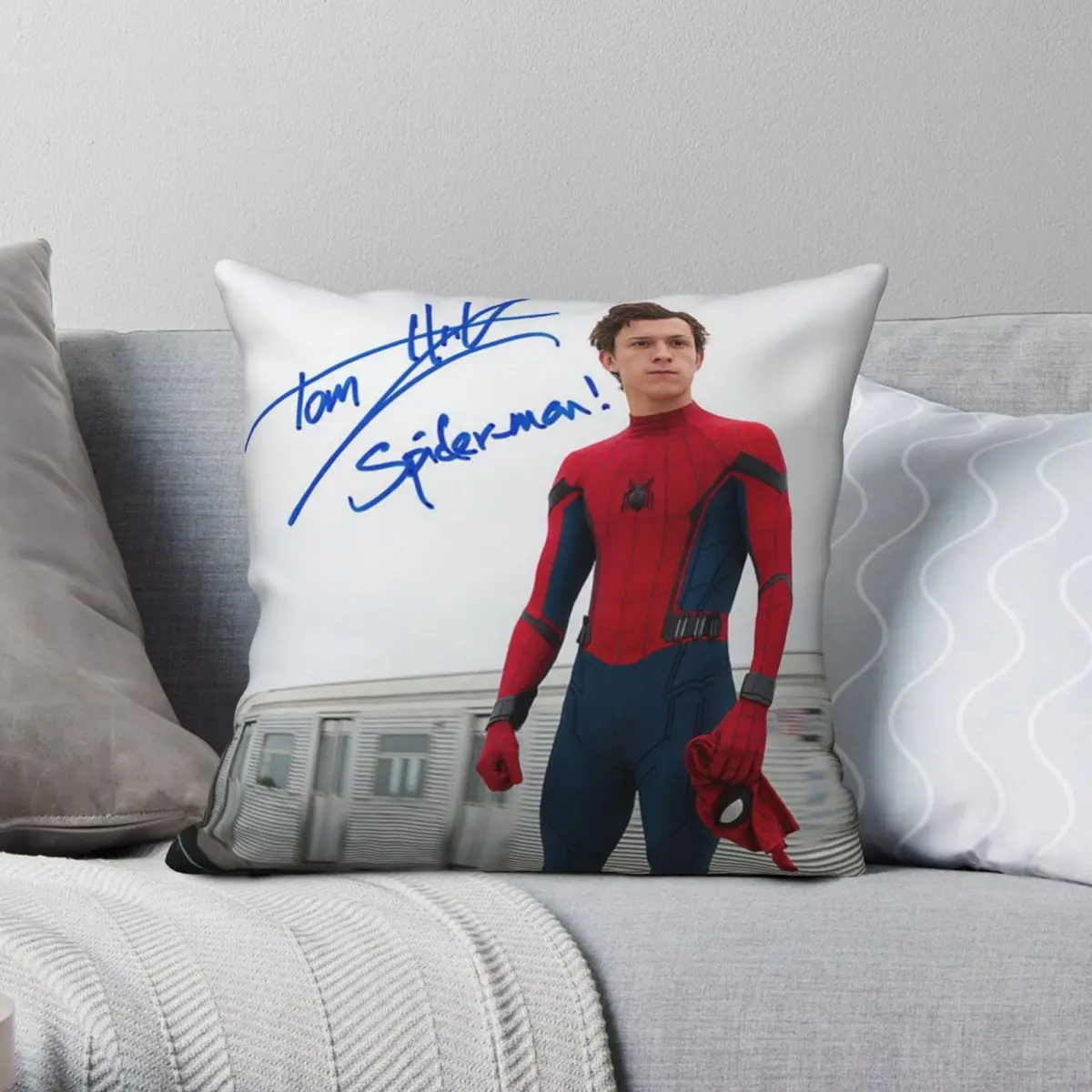 

Tom Holland Square Pillowcase Polyester Linen Velvet Creative Zip Decor Bed Cushion Cover 45x45