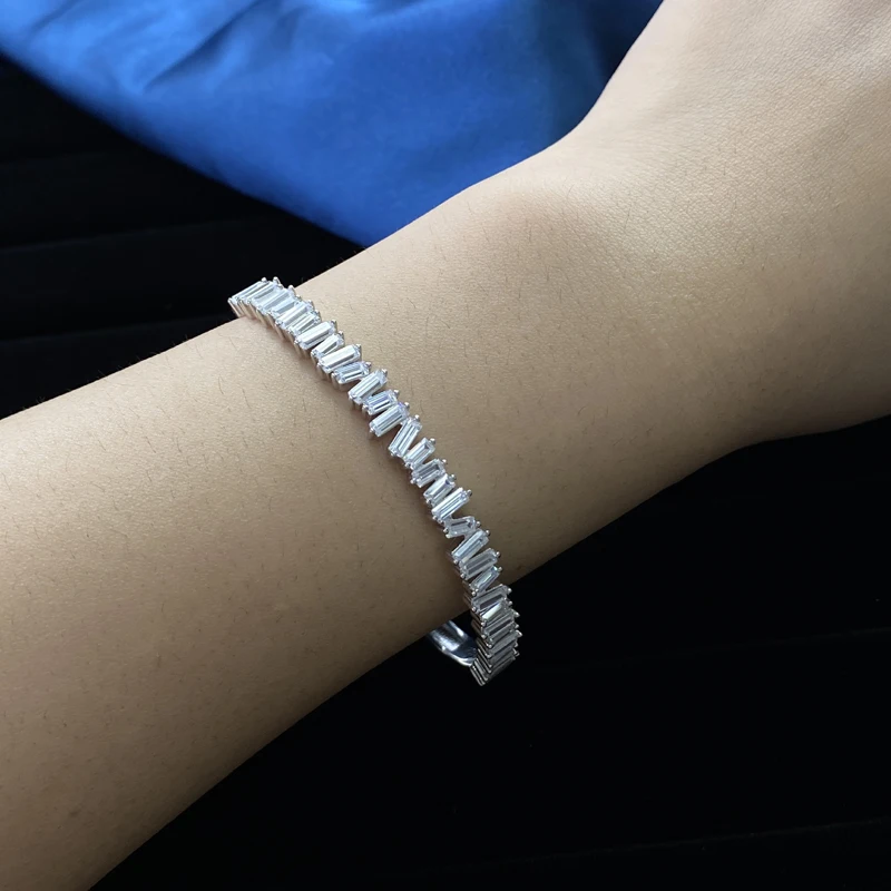 

Knobspin 100% 925 Sterling Silver Wedding Bracelets For Women High Carbon Diamond Anniversary Gift Fine Jewelry Wholesale