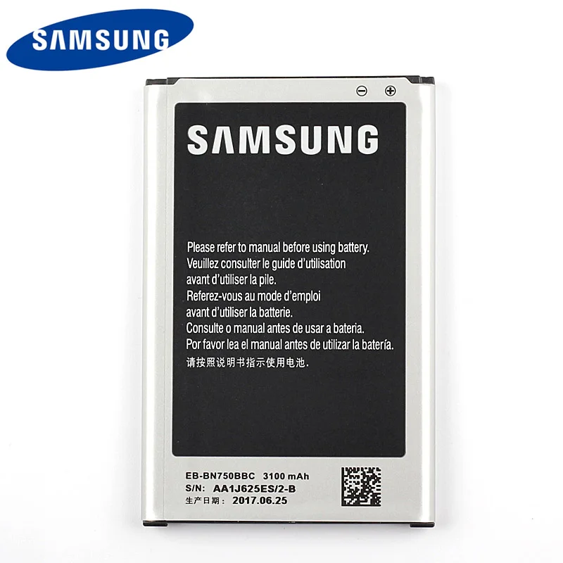 Оригинальный аккумулятор Samsung высокое качество для Galaxy Note 3 Neo N7502 EB BN750BBC N750 N7508V с NFC