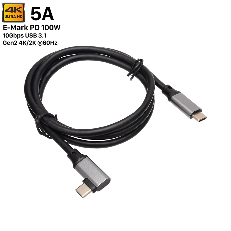 5M PD 5A Curved USB3.1 Type-C Male To Male Cable 4K @60Hz 10Gbps USB-C Gen 2 Cord for Macbook Pro Nintendo Oculus Quest 1 2 VR