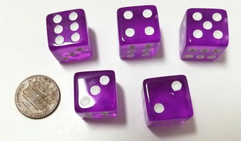 

10pcs high quality transparent purple acrylic 6-sided dice, an indispensable tool for club/party/family games 16mm