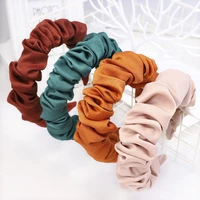 hot selling new scrunchies hairband plain color fabric pleated headband wrinkle korean headbands for women hair accessories