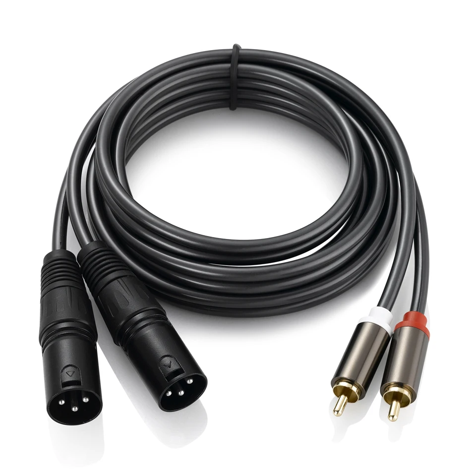 

Bochara 1.5m 2RCA Jack Male to Dual XLR Male Cable OFC AUX Audio Cable Shileded For Amplifier Mixer