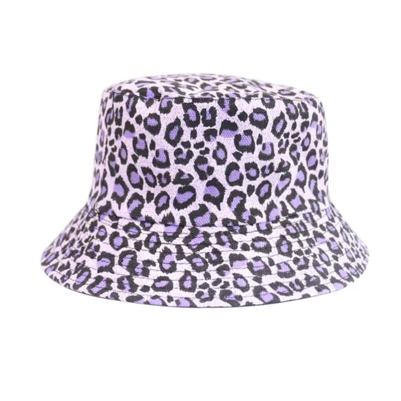 

Unisex Two-Sided Reversible Bucket Hat Contrast Colorful Leopard Fisherman Cap PXPB