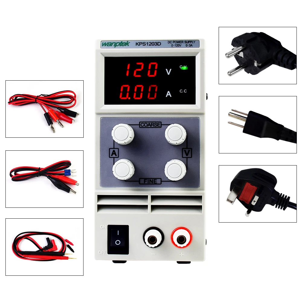 Fonte de Alimentação Regulador de Alimentação de Laboratório Ajustável Dupla Display Digital 120v 3a 2a 1a 0.1v 0.01a dc Kps1203d 1202d 1201d