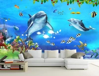 custom wallpaper beautiful underwater world dolphin 3d background wall decoration painting background walls 3d wallpaper bedroo
