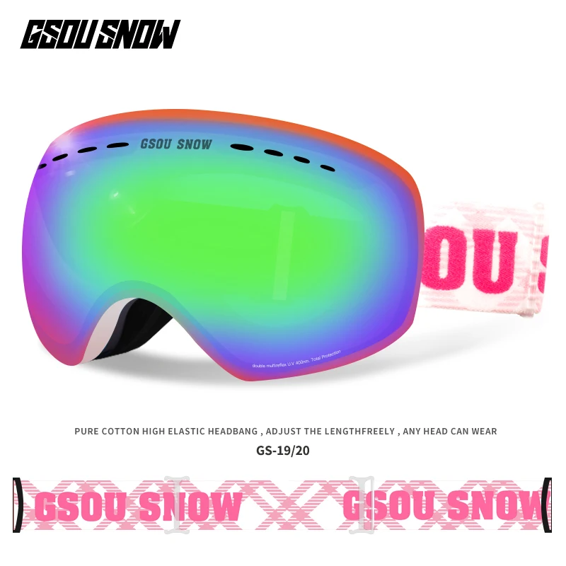 GSOU SNOW Ski Goggles Double Layers UV400 Anti-fog Big Ski Glasses Men Women Snowboarding Skiing Goggles With Packet - Цвет: 012