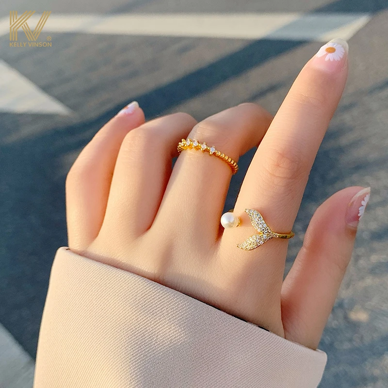 

Fishtail Ring for Women Ins Trendy Cold Pearl Niche Design Online Influencer Fashion Personality 925 Sterling Silver Open Ring