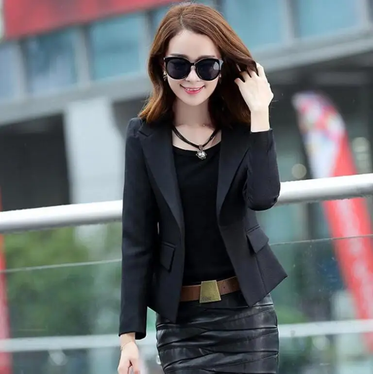 Блейзер Женский с длинным рукавом разноцветный на одной пуговице | Женская