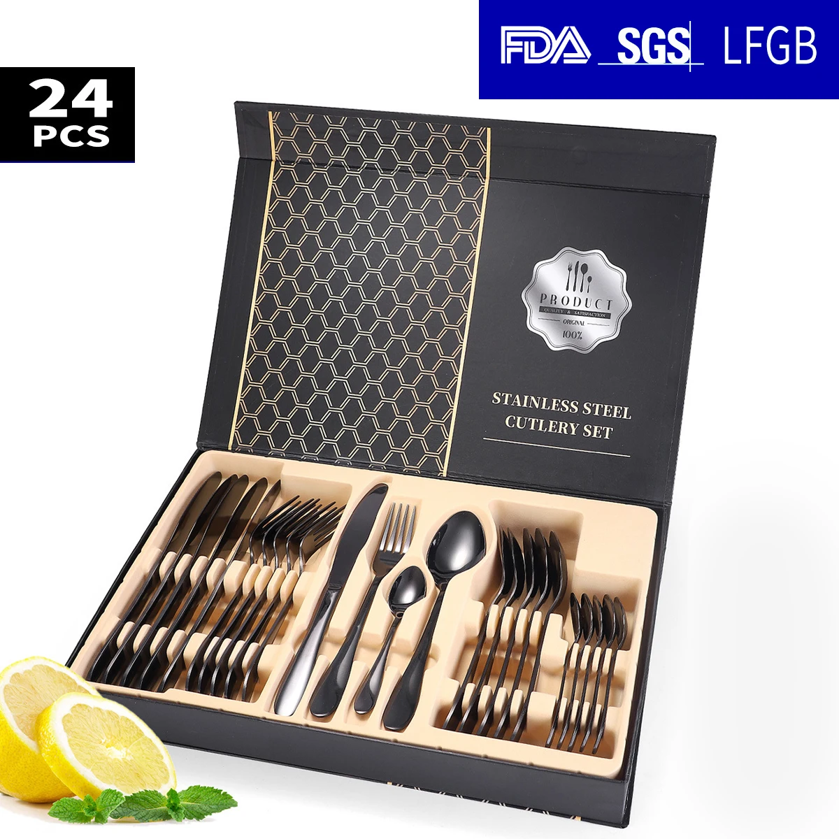 

HEYI набор из 24 предметов 1012 Западная Посуда из нержавеющей стали, Подарочная коробка, набор кухонных аксессуаров, набор ложек и вилок