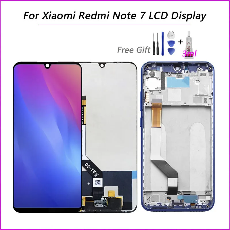 ЖК экран с рамкой для Xiaomi Redmi Note 7 100% тестирование сменный дисплей Pro|Экраны