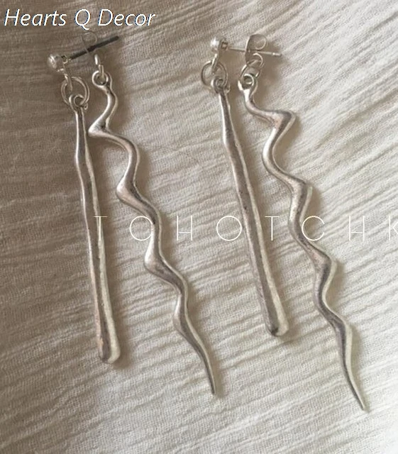 Эффектные геометрические серьги гвоздики в стиле ретро гламурные витые Висячие