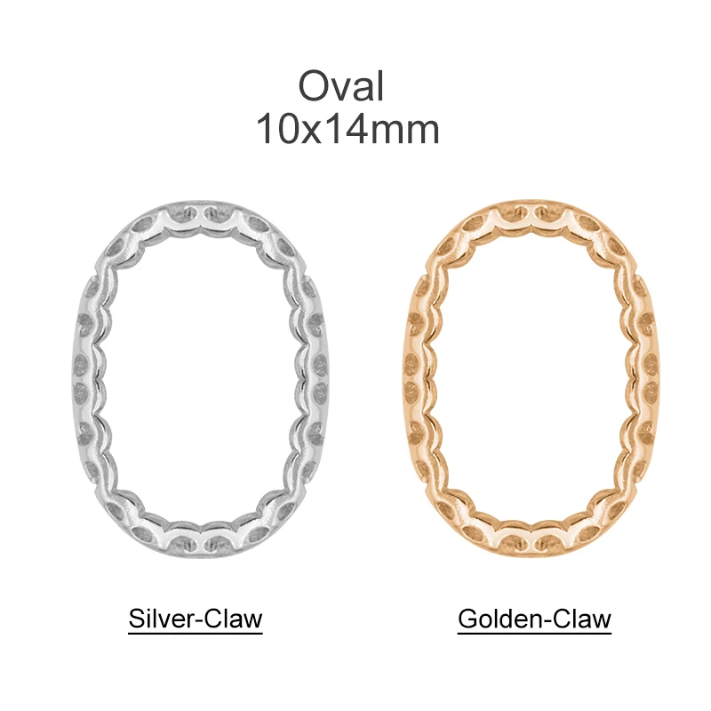 Oval 10x14mm Отлично подходит все фигуры и размер пустой золотой и серебряный коготь для кристаллов Стразы Камни Diy ремесло в свадебное платье, одежда сшить - Цвет: Oval 10x14mm