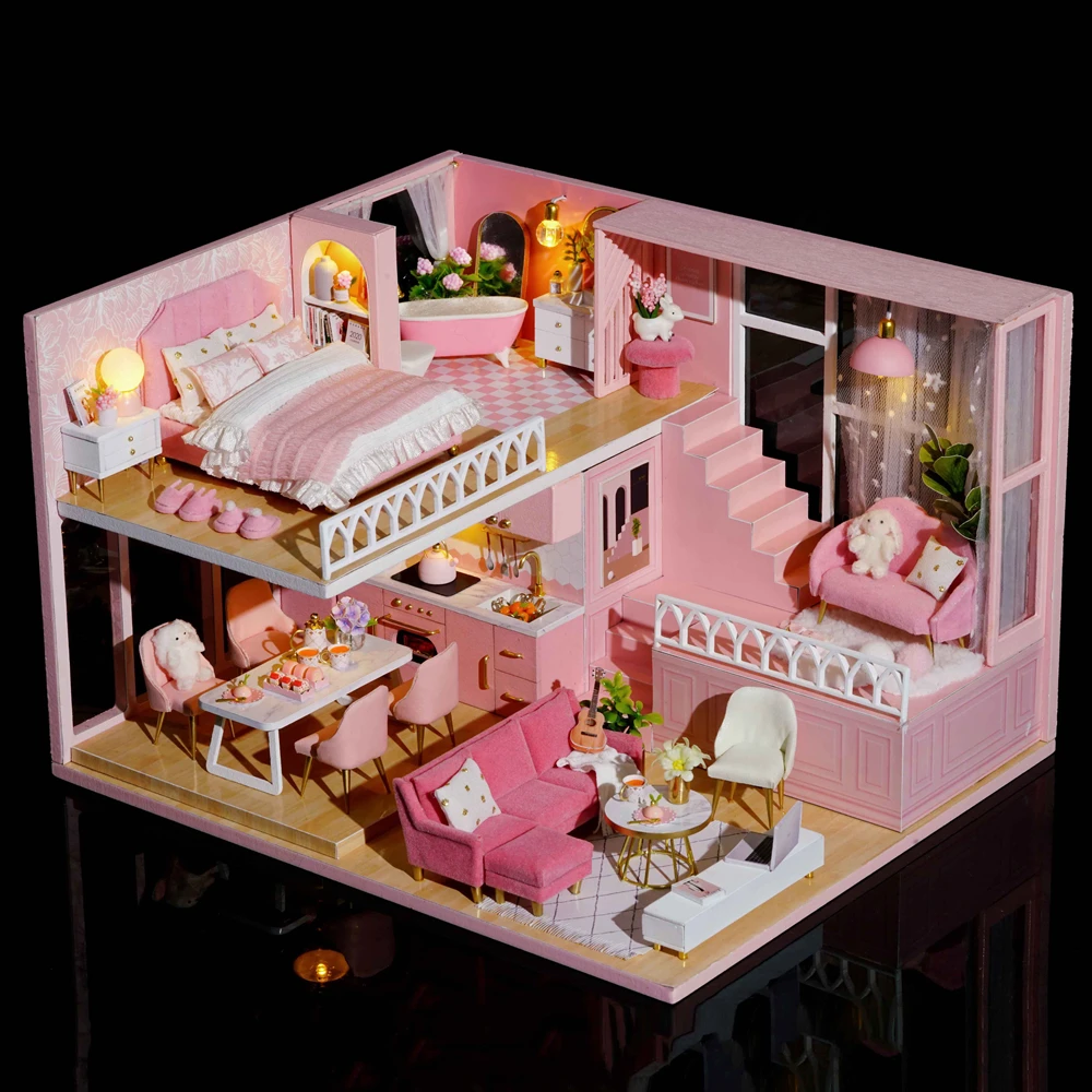 Деревянный кукольный домик ручной работы сделай сам Сборная Мебель головоломка