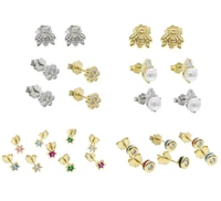 925 sterling silver minimalist cute colorful studs bee flower star beadpearl earrings charm jewelry for women wedding