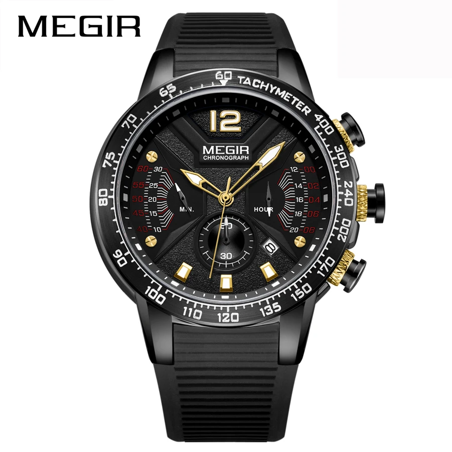 Часы наручные MEGIR Мужские кварцевые с хронографом спортивные роскошные