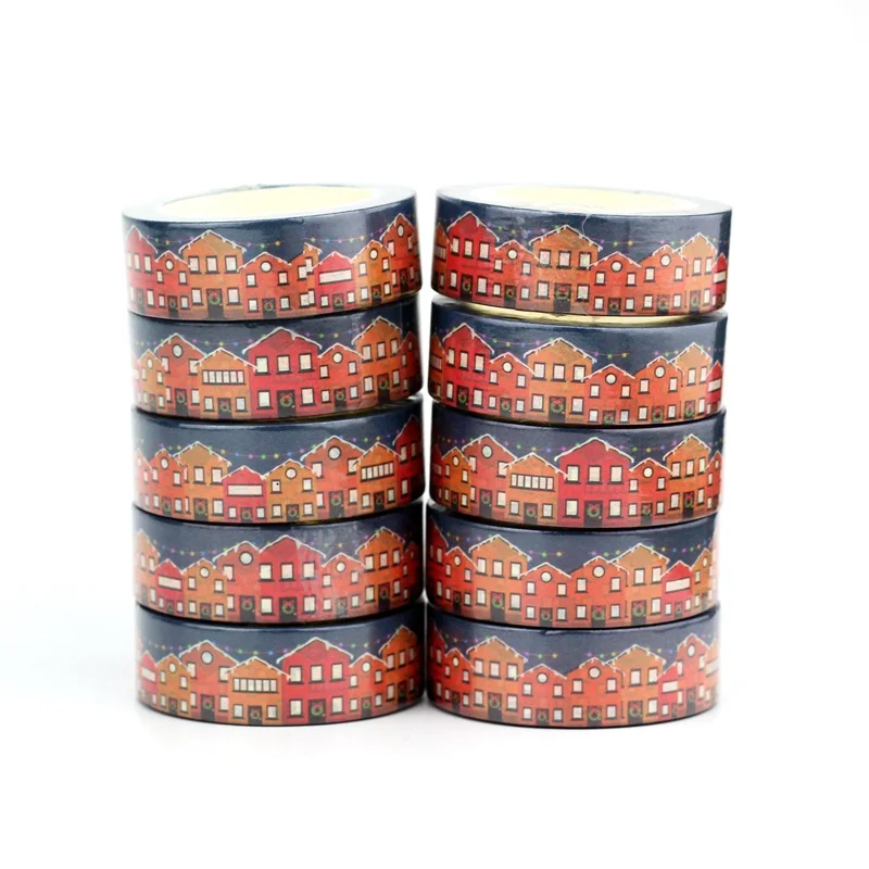 

NEW 10pcs/Lot Decorative Sweet Houses Merry Christmas Washi Tapes for Bullet Journal Adhesive Masking Tape Cute Stationery