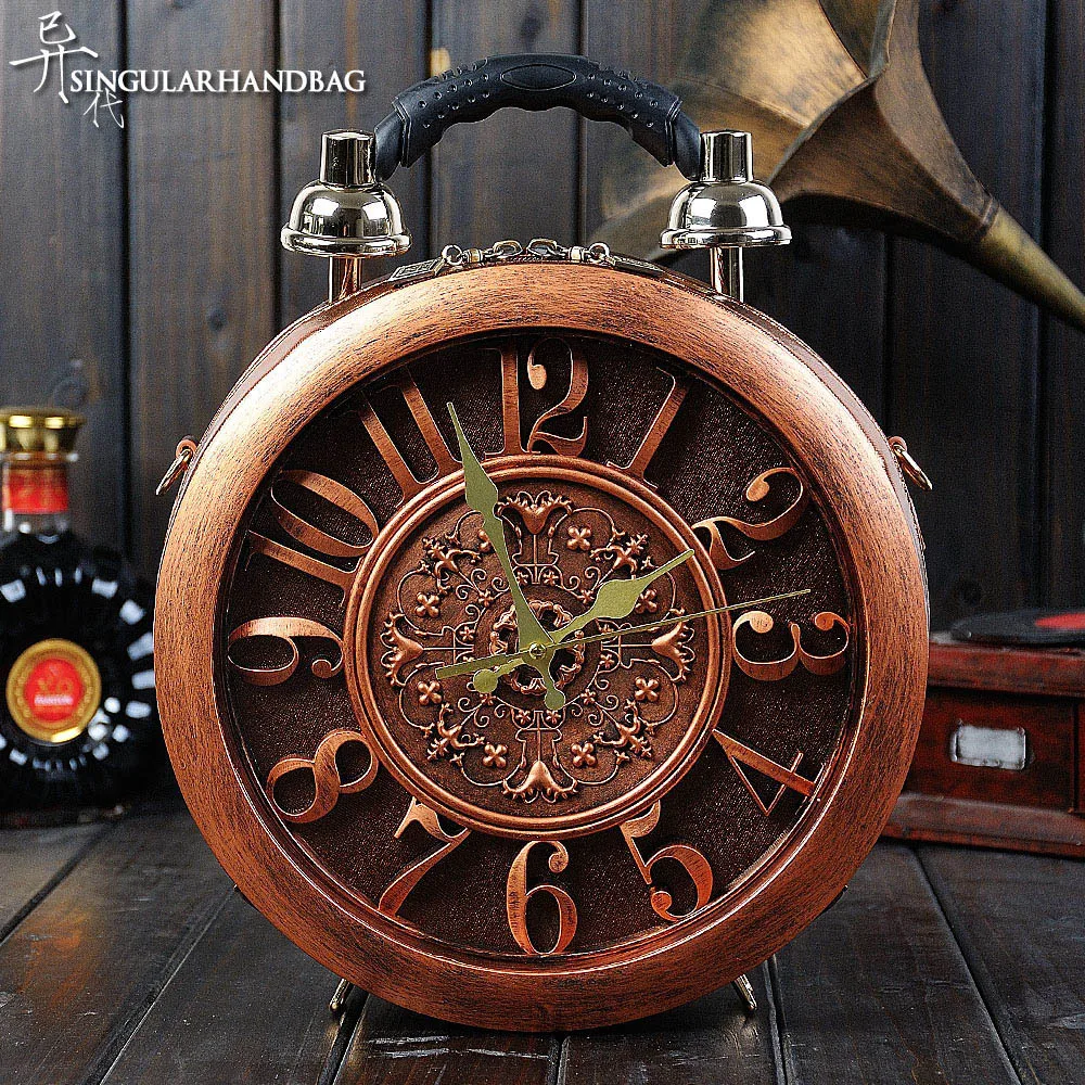 

IPinee женские круглые винтажные работоспособные часы, сумочка с аппаратом true будильник, креативные сумки через плечо для улицы