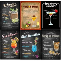 pornstar martini metal poster whisky old fashion moscow mule cocktail vintage tin sign pub bar wall art plate home decoration