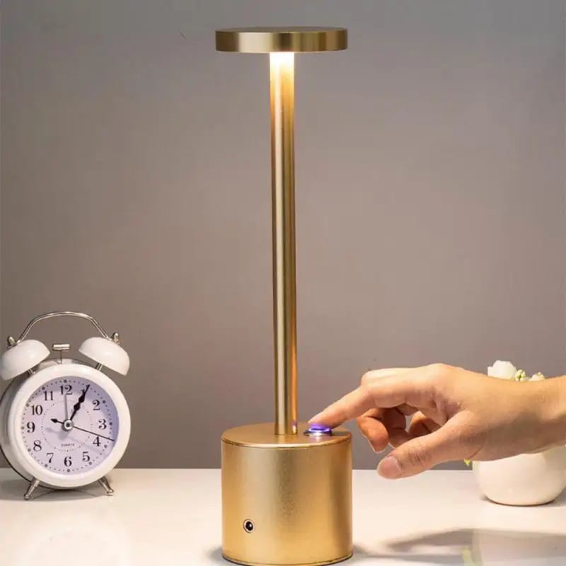 

LED Aluminum Alloy Desk Lamp Waterproof USB Rechargeable Touch Dimming Metal Table Lamp For Hotel Bar Living Room Lighting Decor