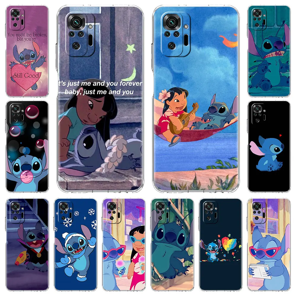 

Прозрачный чехол Lilo Stitch CClear для Xiaomi Redmi K40 Note 10 9S 9 5G 8 Pro 9C, Роскошный прозрачный мягкий чехол для сотового телефона, симпатичный мультяшный чех...