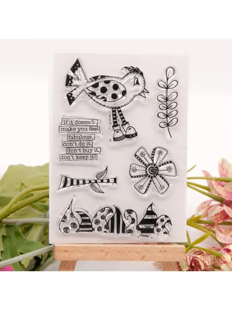 Силиконовая Прозрачная прокладка в виде птицы штамп для скрапбукинга