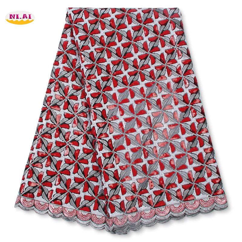 Африканская Ткань 5 ярдов французская кружевная ткань блестящая Мягкая