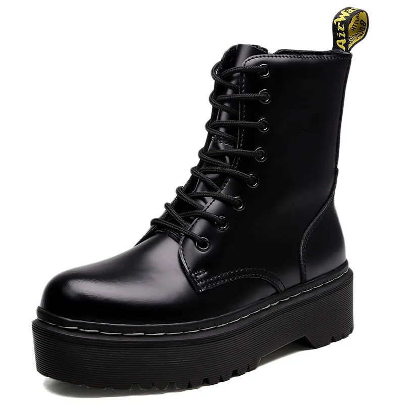 Women Doc Martin Boots Genuine Leather Flat Platform Shoes Autumn Winter Ankle Thick Bottom Punk Botas Mujer |