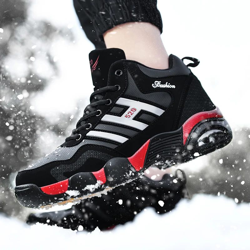 Harga Sepatu Bot Pria Musim Dingin Mode Bawah Tebal Anti-selip Sepatu Musim Dingin Hangat Untuk Pria Sepatu Bot Salju Pergelangan Kaki Bulu Hangat Sneakers Pria