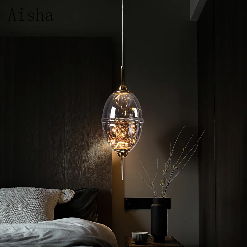 Современная Подвесная лампа из серого/янтарного стекла красная звезда люстра