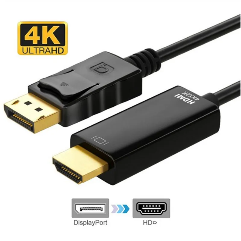DP to HDMI-compatible Cable 4K 30Hz DisplayPort HD Adapter Display Port Video Audio for PC HDTV Projector Laptop | Электроника