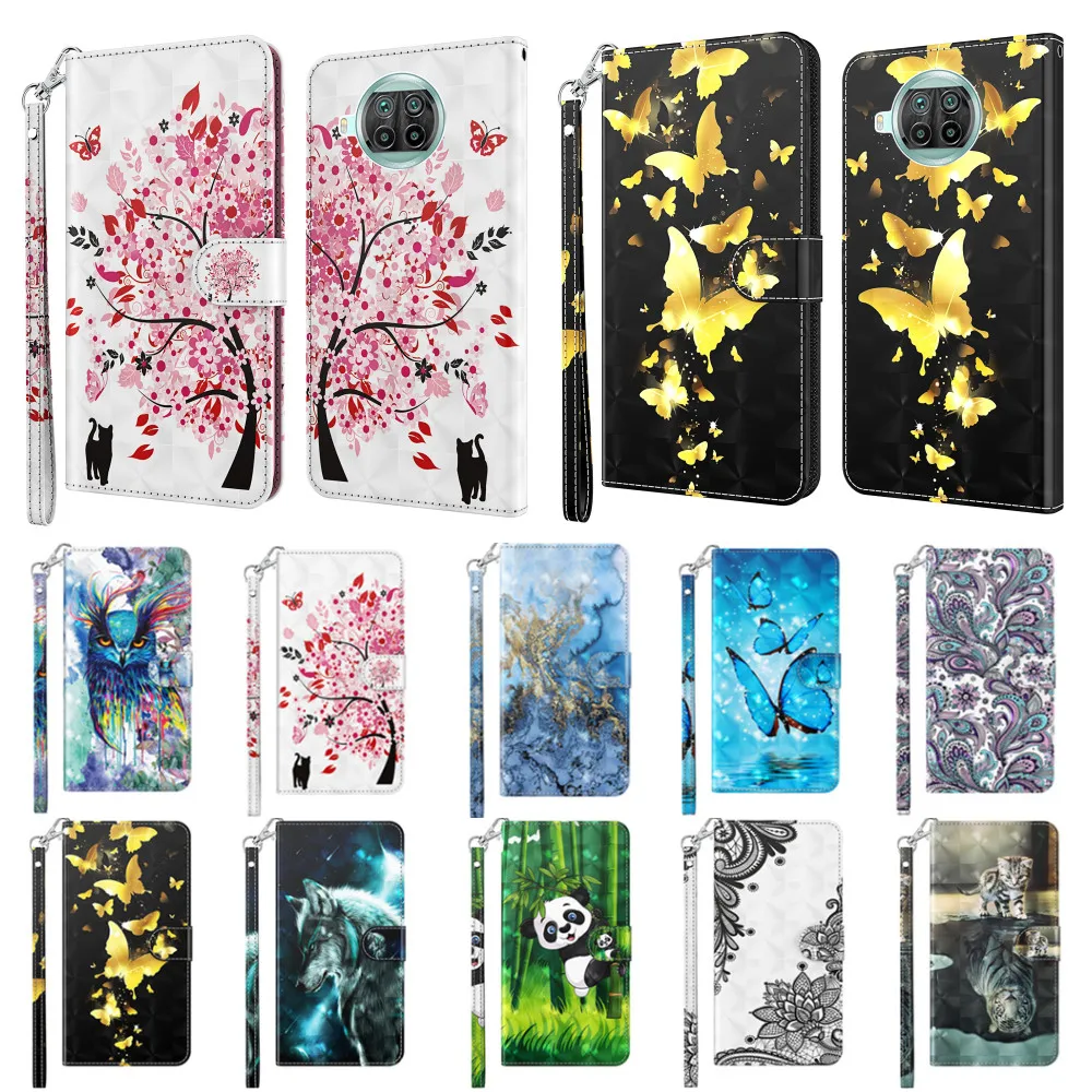 

Painted Flip Leather Case for Xiaomi Redmi Note 8 2021 10s 10 Pro Max Wallet Fundas Full Protect Card Holder Stand Lanyard Coque