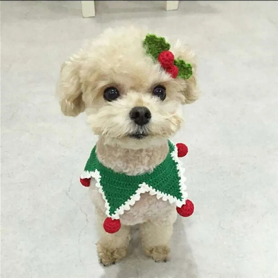 Новый рождественский вязаный шарф ручной работы для кошки ошейник 1 шт.