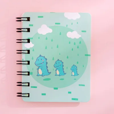 Мультяшный Милый Забавный динозавр спираль книга катушка тетрадь kawaii выложенная пустая сетка бумажный дневник планировщик школьные принадлежности канцелярские товары - Цвет: Кофе