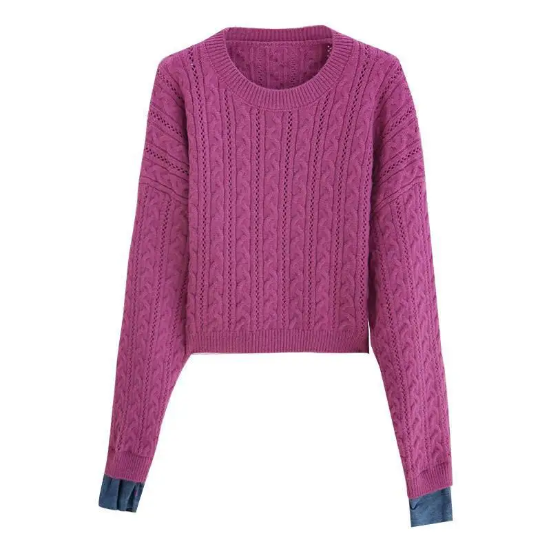 

2020 New Autumn Winter Women Sweater Round Neck Loose Fashion Long Sleeve Female Soild Color Casual Pullovers Short Tops Kintted