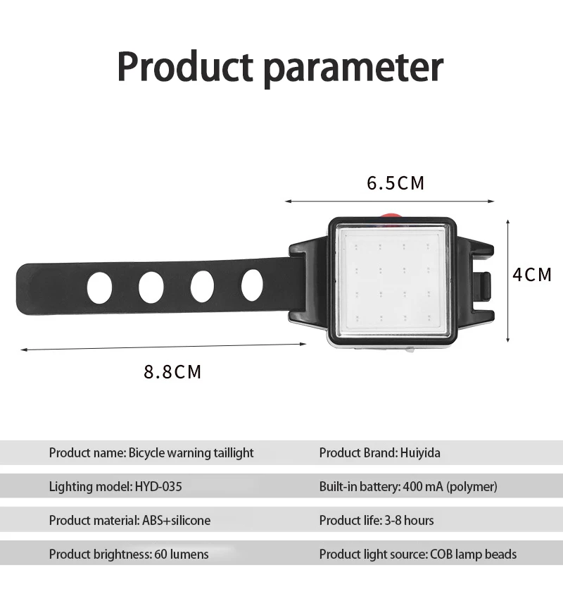 

1PC Bicycle Lights Cycling Tail Light Bicycle Cob Lamp Beads USB Charging Waterproof Multi-speed Backpack Outdoor Light Warning
